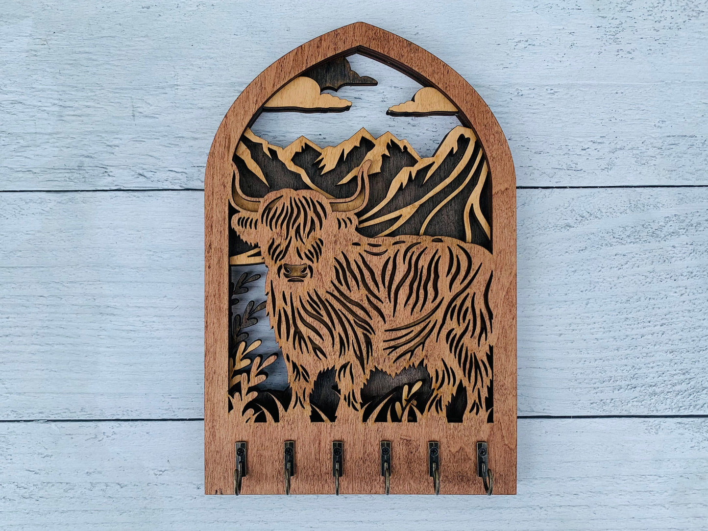 Multilayer Highland Cow Key Holder
