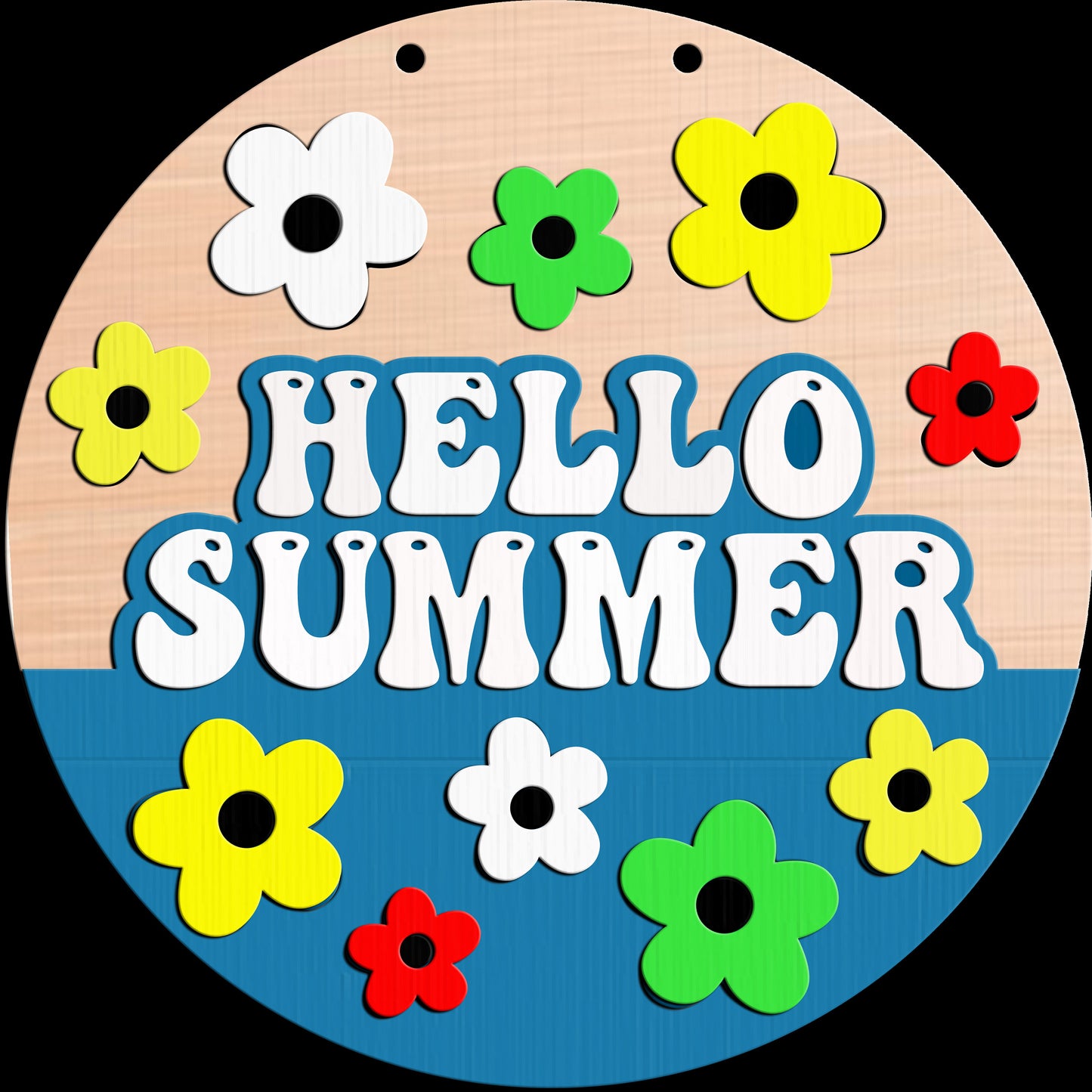 Hello Summer Retro Flower Door Hanger DiY