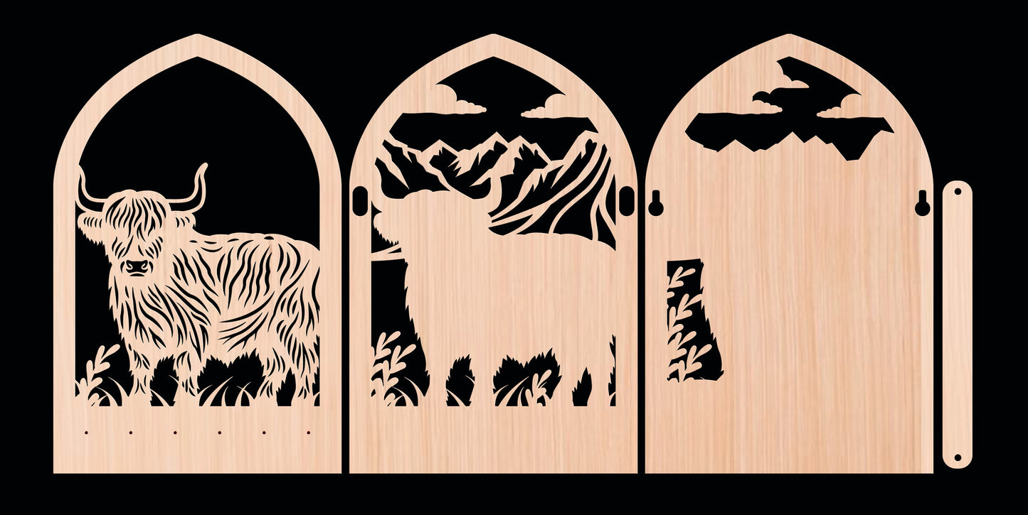 Multilayer Highland Cow Key Holder