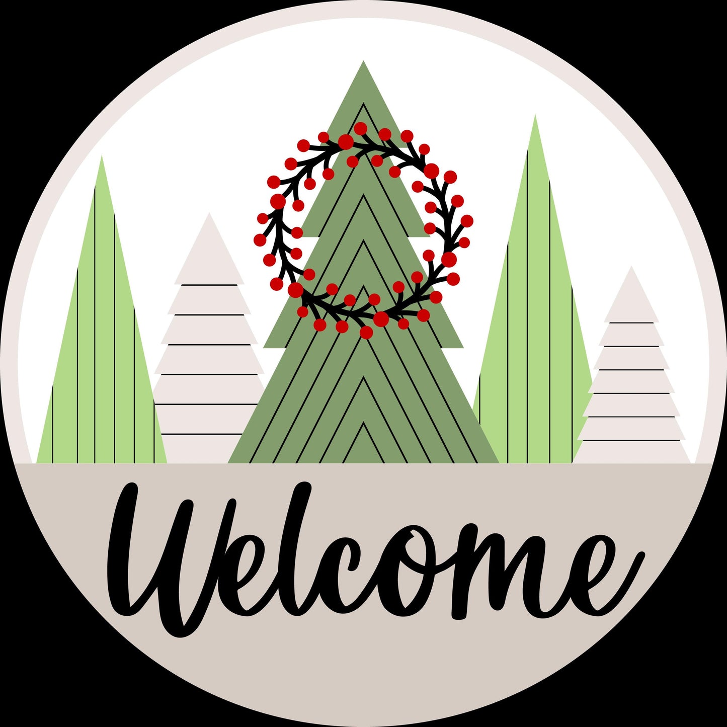 Welcome Trees and Wreath Door Hanger DiY