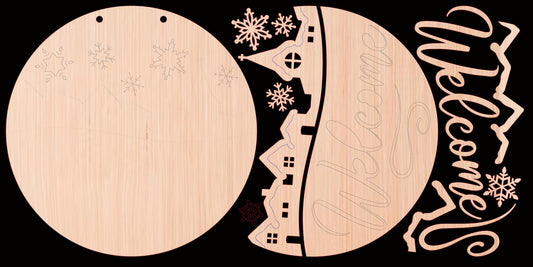 Welcome Snowy Village Door Hanger DiY