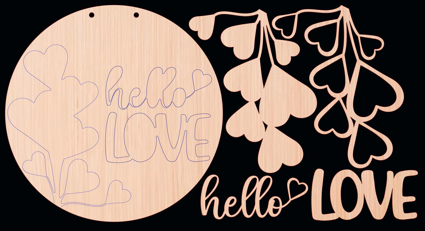 Hello Love Hearts Door Hanger DiY