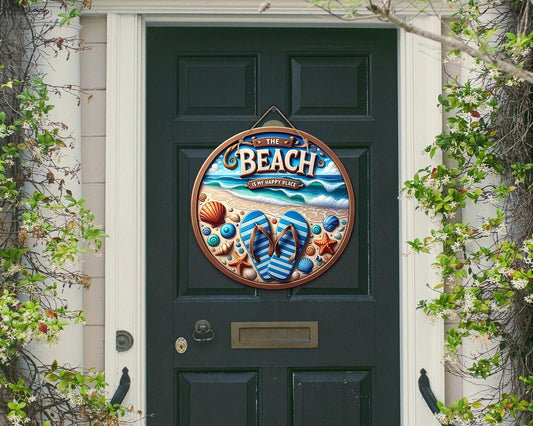 The Beach is my Happy Place Door or Wall Hanger