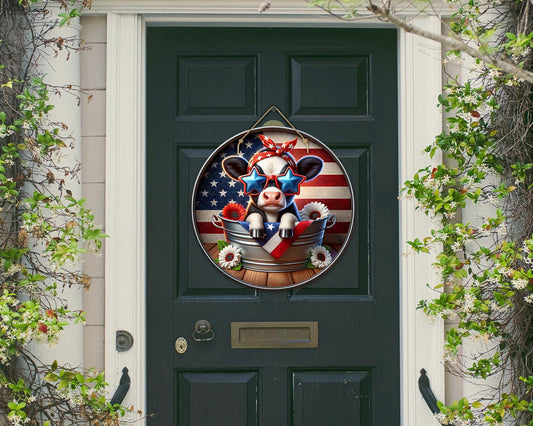 Patriotic Cow Door Hanger