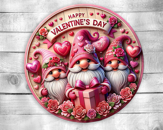 Valentine Gnome Colorful Door Hanger - Bright Wooden Sign, Fun Home Decor for Front Door, Seasonal & Year-Round Use, Vibrant Entryway Accent
