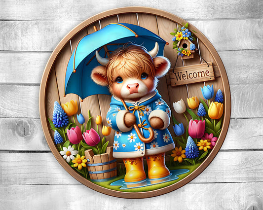 Welcome Cow 2 Colorful Door Hanger - Bright Wooden Sign, Fun Home Decor for Front Door, Seasonal & Year-Round Use, Vibrant Entryway Accent