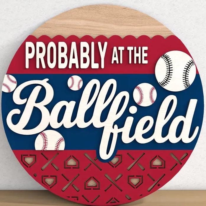 Sports Probably at The Ball Field Wood Door Hanger DiY