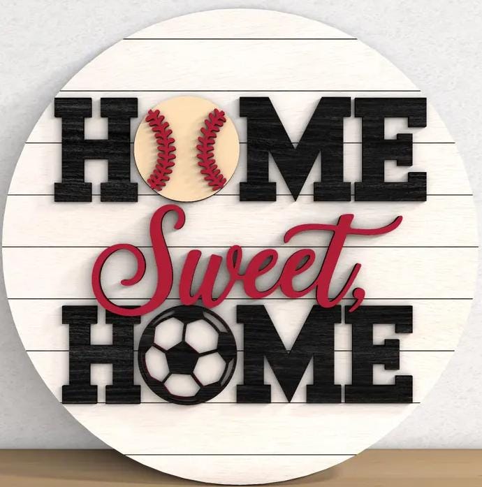 Sports BaseBall and Soccer Home Sweet Home Wood Door Hanger DiY