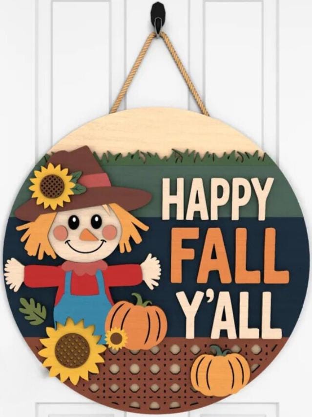 Fall- Scarecrow Happy Fall Y'all Door Hanger DiY