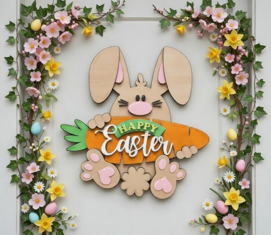 Happy Easter with a Big Carrot Door Hanger DiY