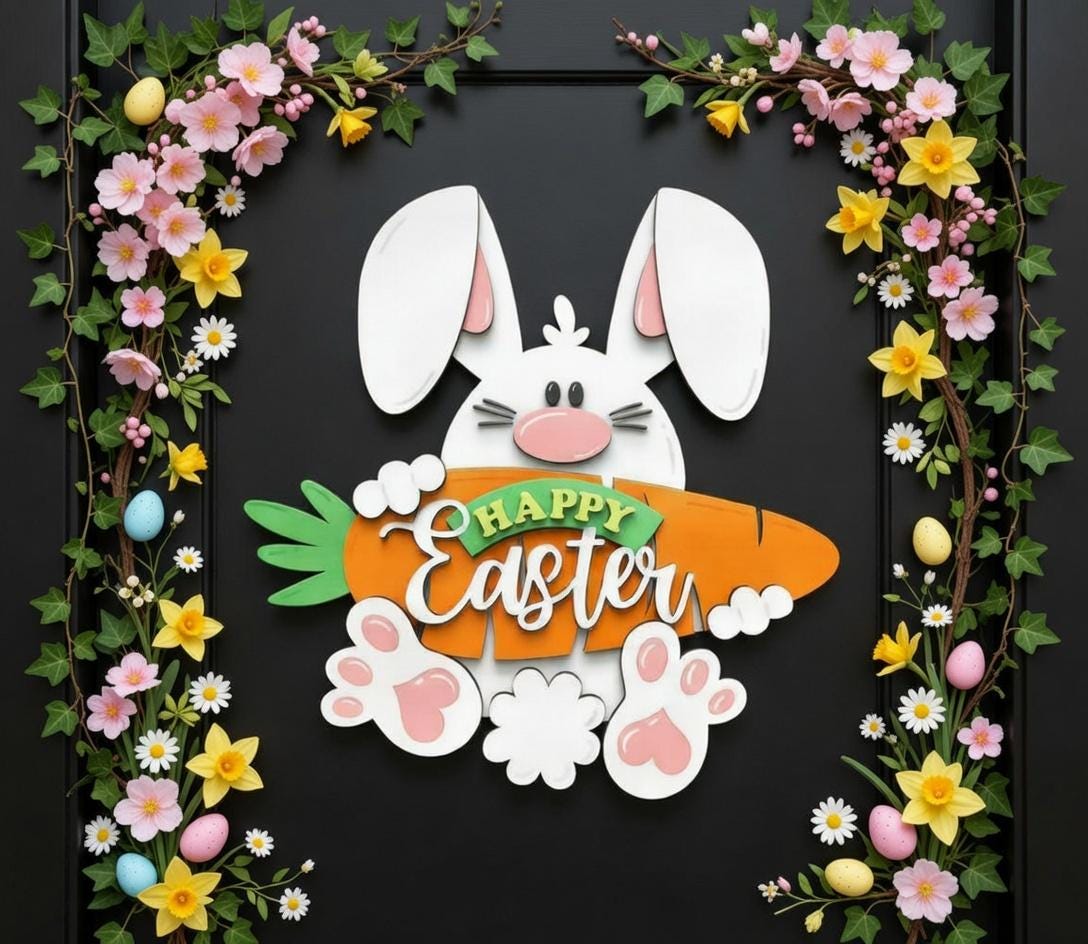 Happy Easter with a Big Carrot Door Hanger DiY