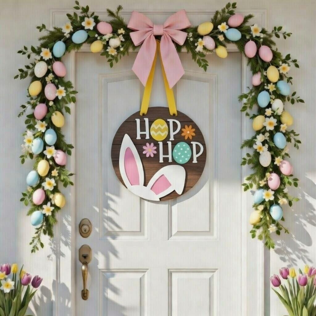 Easter-Hop Hop Bunny Ears Wood Door Hanger DiY