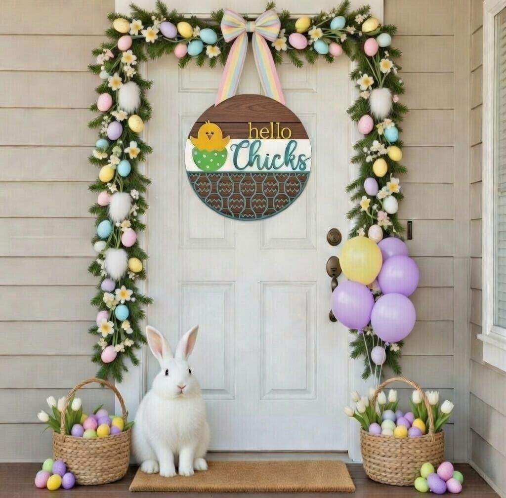 Hello Chicks Easter Wood Door Hanger DiY