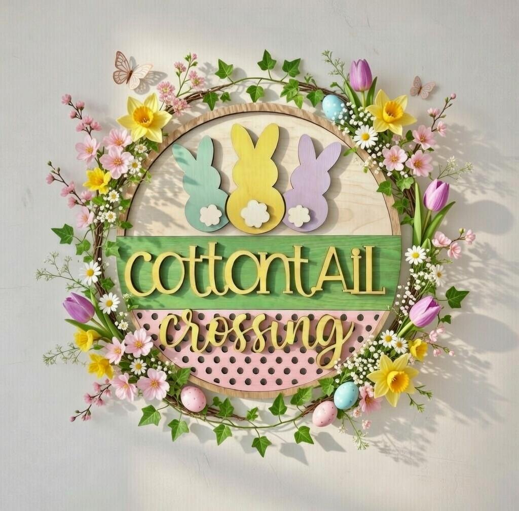 Cotton Tail Crossing Easter Wood Door Hanger DiY