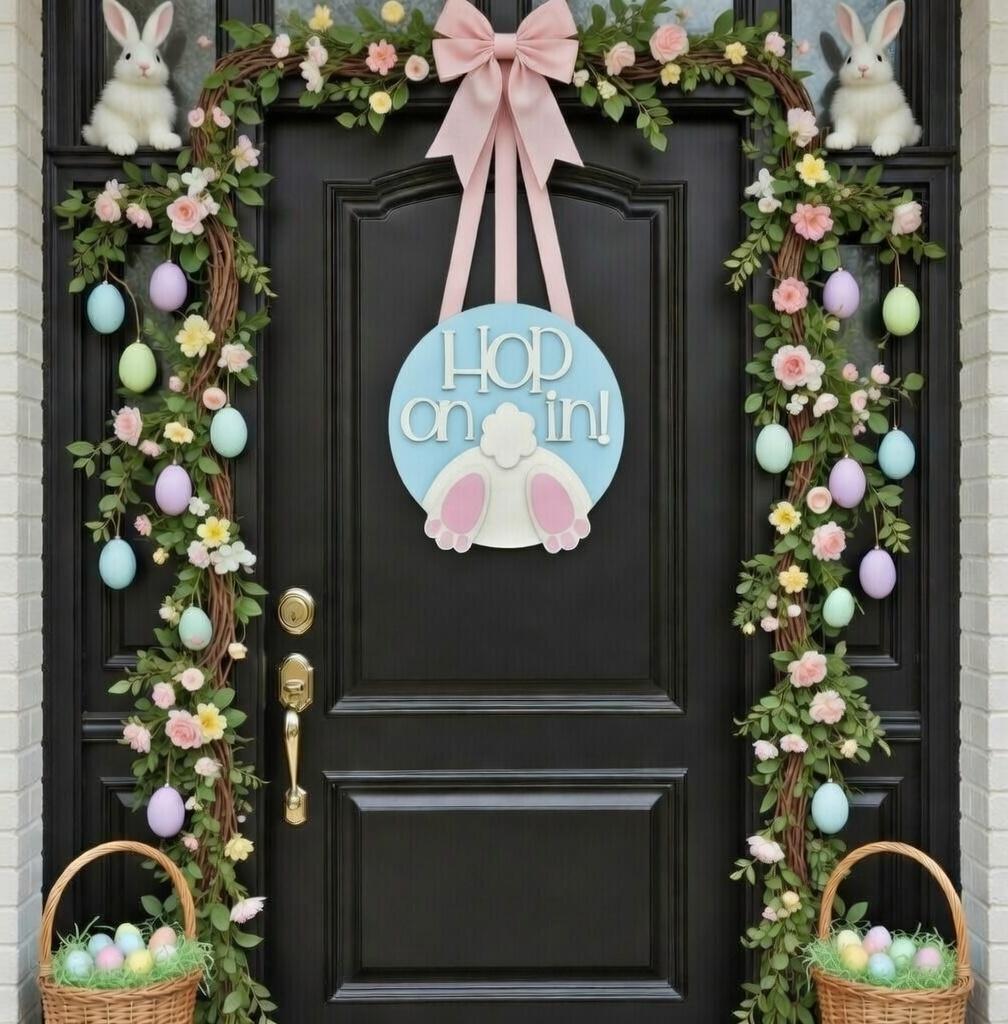 Hop On It Bunny Tail Easter Door Hanger DiY