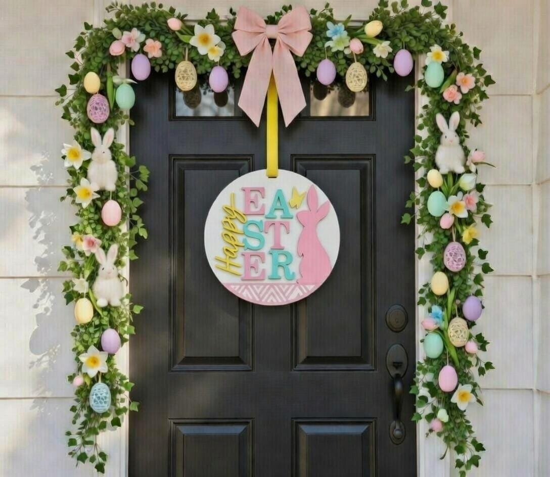 Happy Easter Bunny with outline Door Hanger DiY