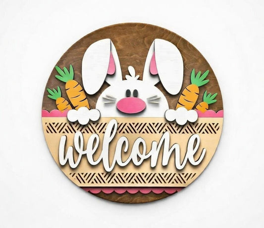 Welcome Bunny With Carrots Door Hanger DiY