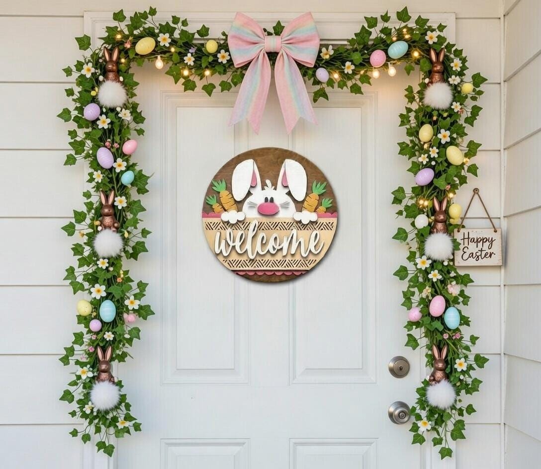 Welcome Bunny With Carrots Door Hanger DiY