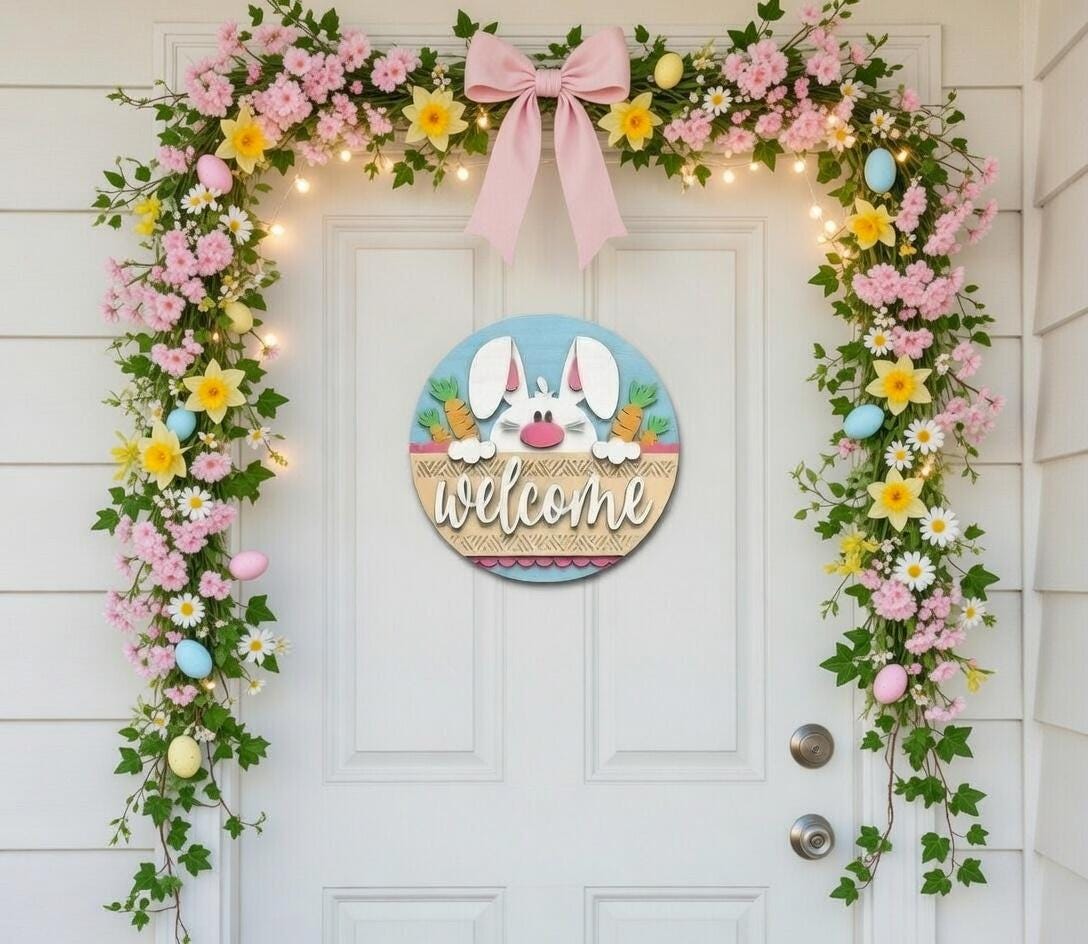 Welcome Bunny With Carrots Door Hanger DiY
