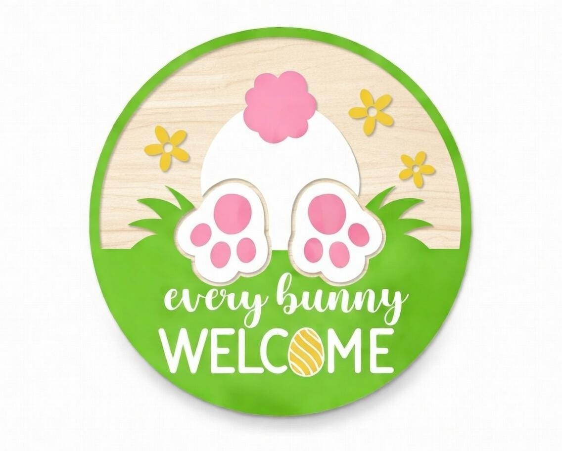 Welcome Every Bunny Grass Door Hanger DiY