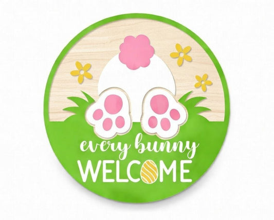 Welcome Every Bunny Grass Door Hanger DiY