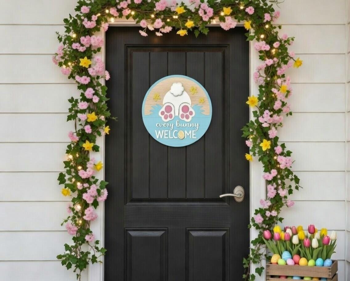 Welcome Every Bunny Grass Door Hanger DiY