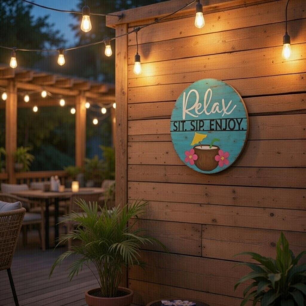 Relax Sit Sip Enjoy Sign Door Hanger DiY