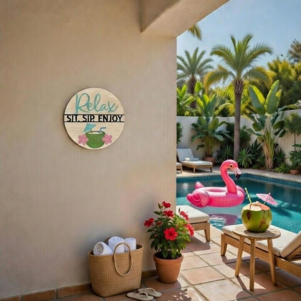 Relax Sit Sip Enjoy Sign Door Hanger DiY