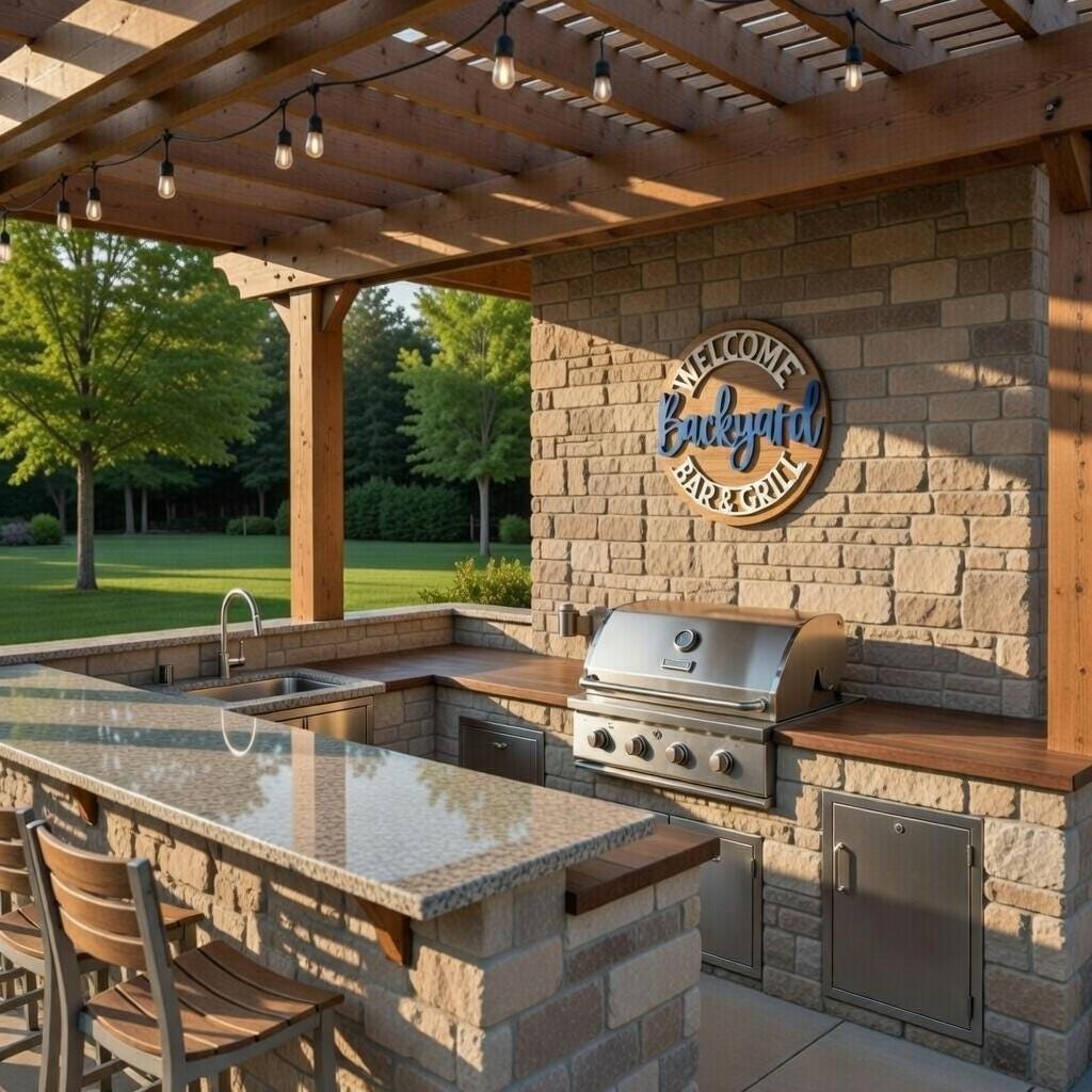 Welcome Backyard Bar and Grill  Sign Door Hanger DiY