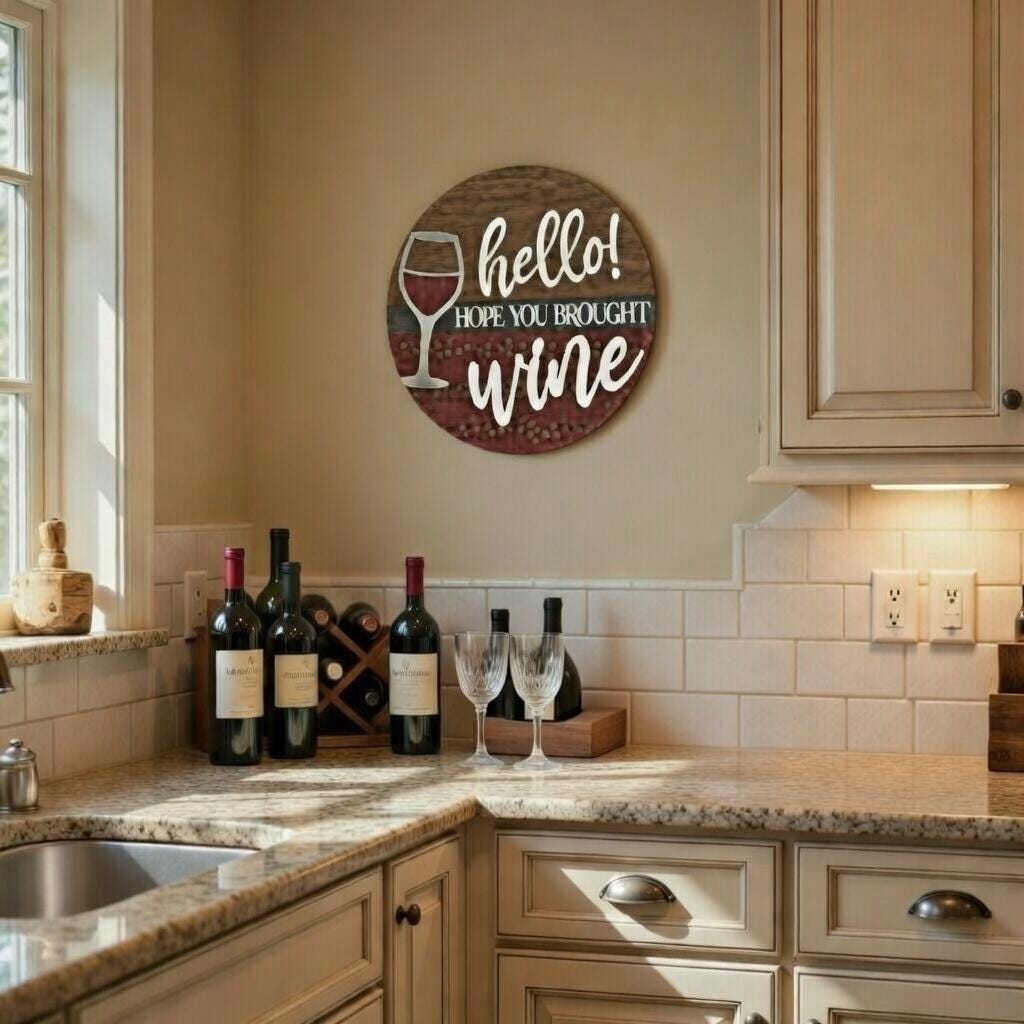 Hello Hope You Brought Wine Door Hanger DiY