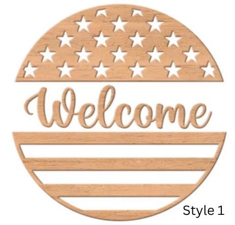 American Flag Welcome Style 1  Door Hanger DiY