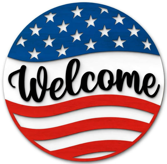 American Flag Welcome Style 2  Door Hanger DiY