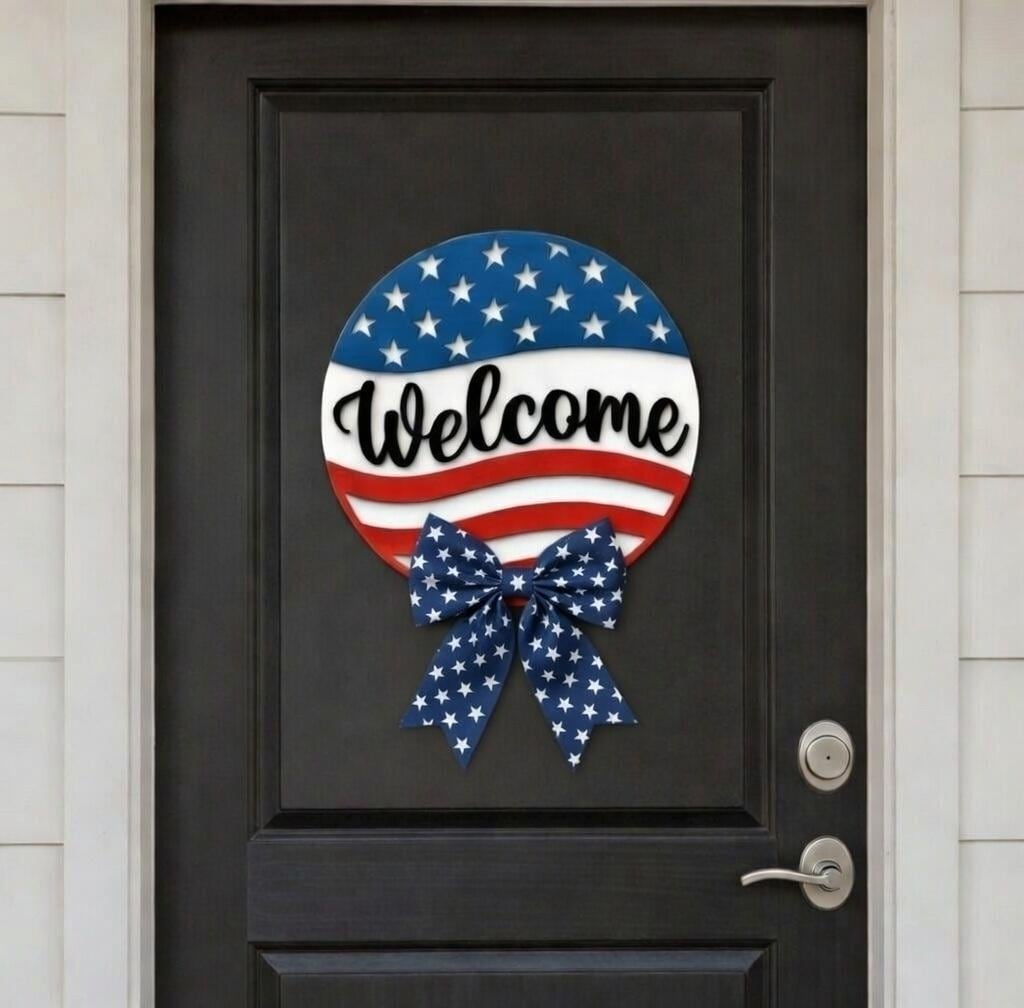 American Flag Welcome Style 2  Door Hanger DiY