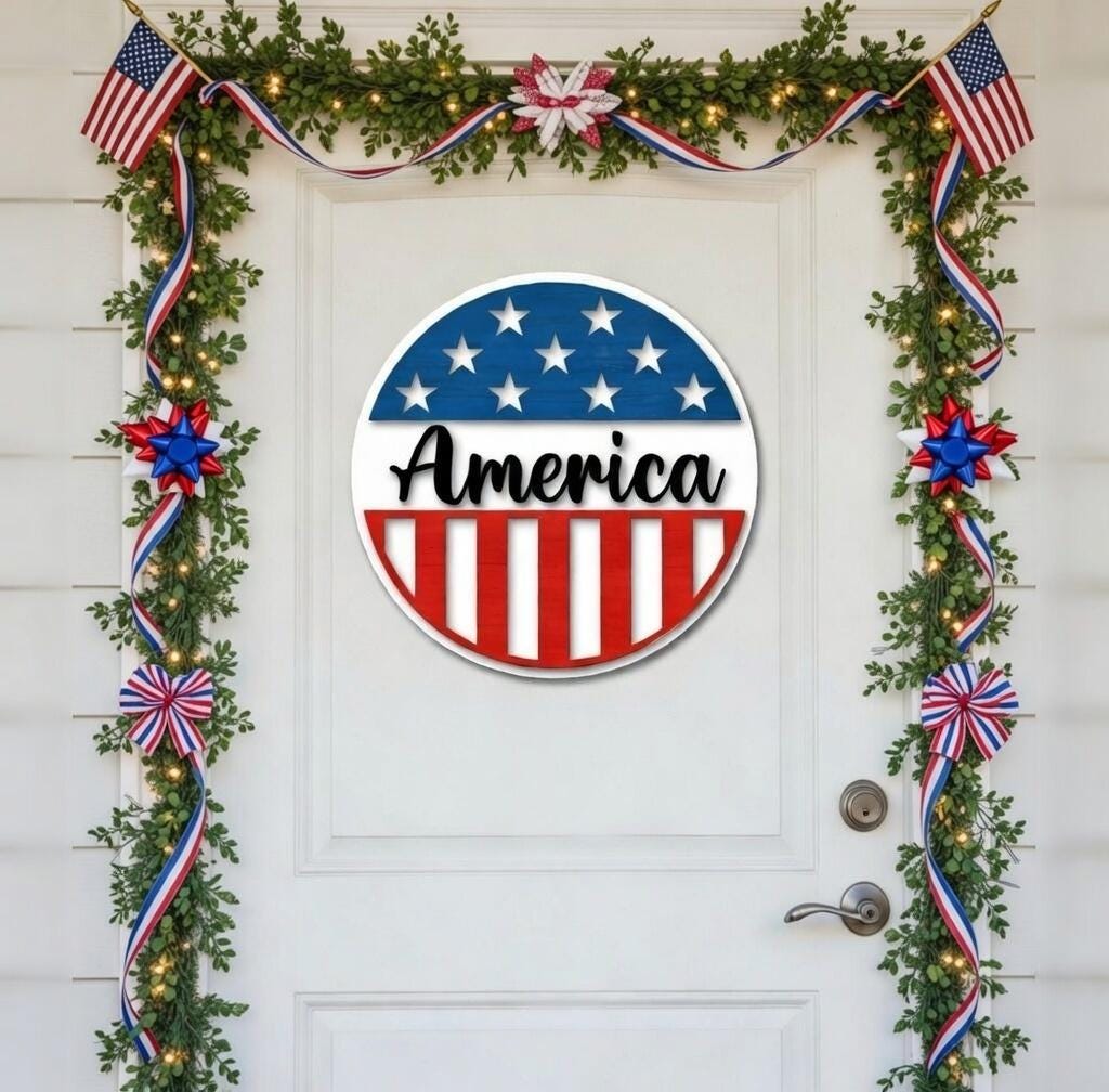 American Flag Welcome Style 3  Door Hanger DiY