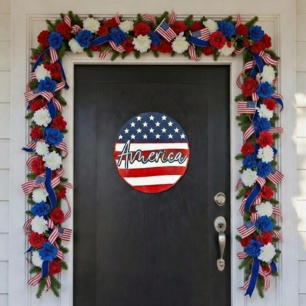 30 x American Flag Round Door Hanger DiY