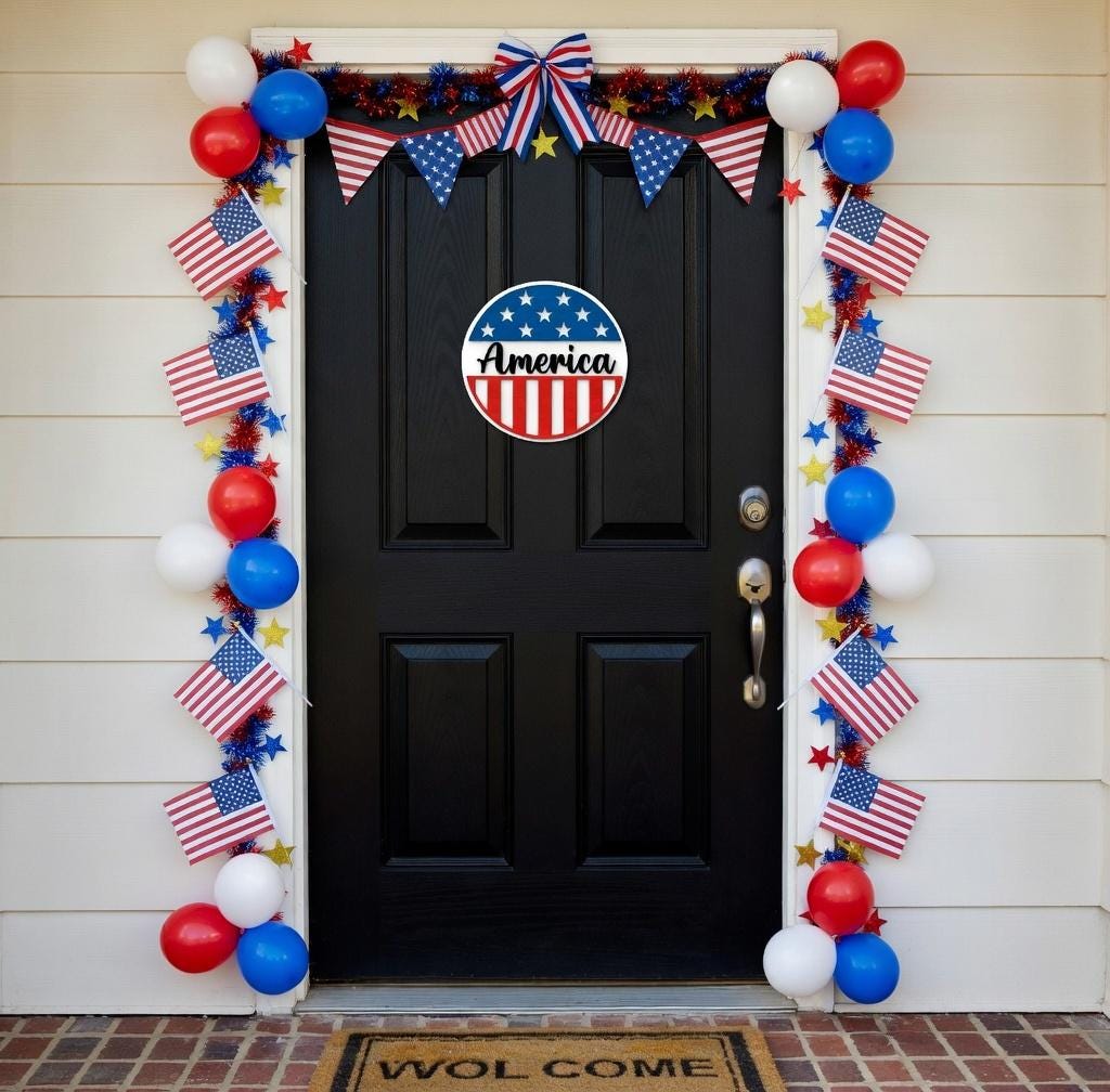 American Flag Welcome Style 3  Door Hanger DiY