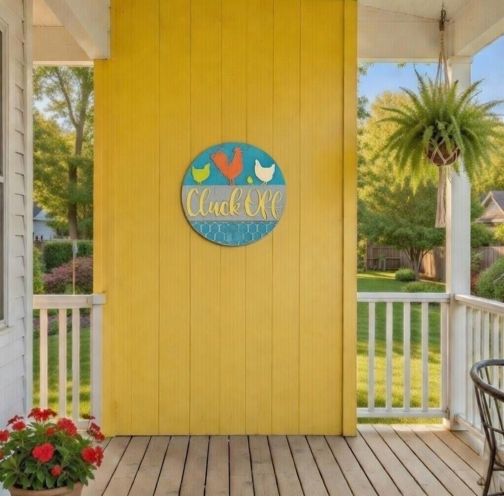Cluck Off Chicken Wood Door Sign
