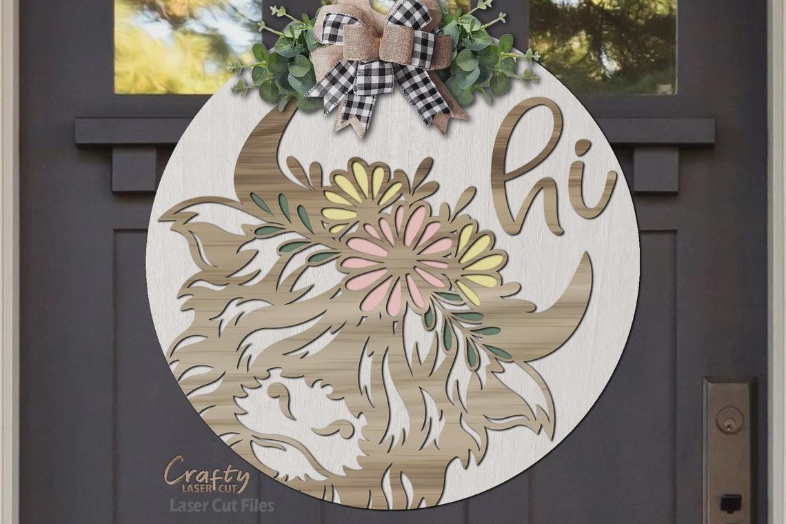 Animal- Hi Highland Cow DIY Door Hanger