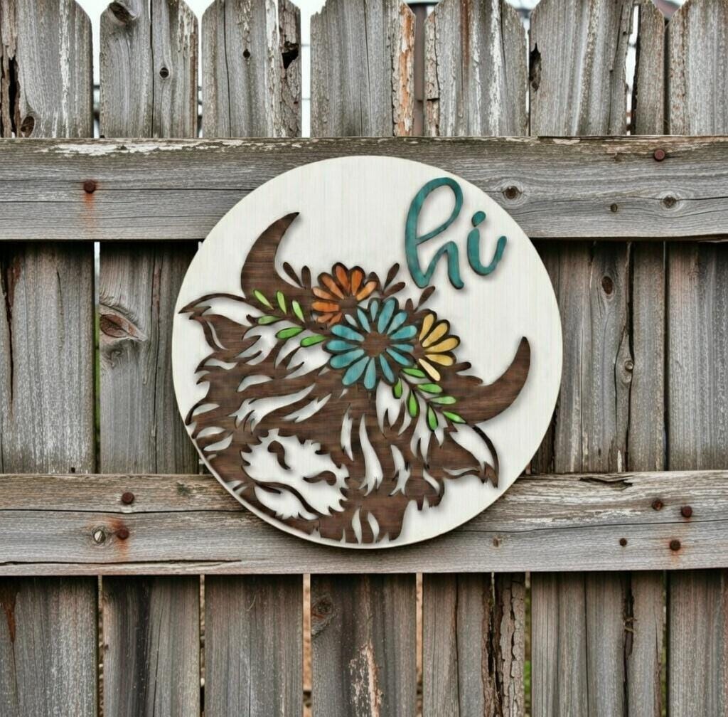 Animal- Hi Highland Cow DIY Door Hanger