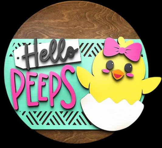 Easter- Hello Peeps one chick Door Hanger DiY