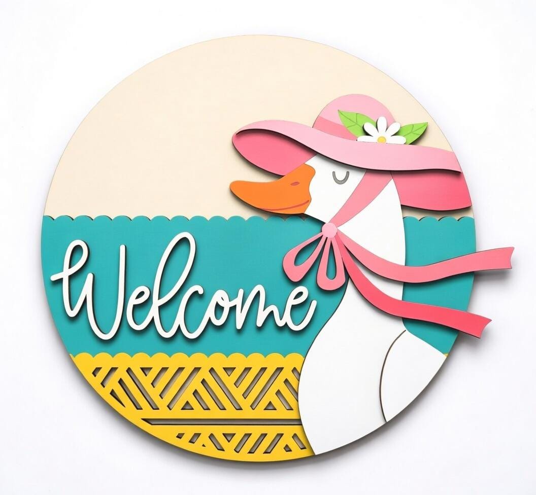 Welcome Goose with Summer Hat  Door Hanger DIY