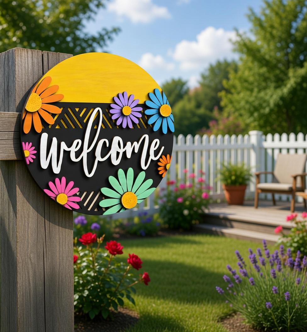 Welcome Daisy Flower  Door Hanger DIY