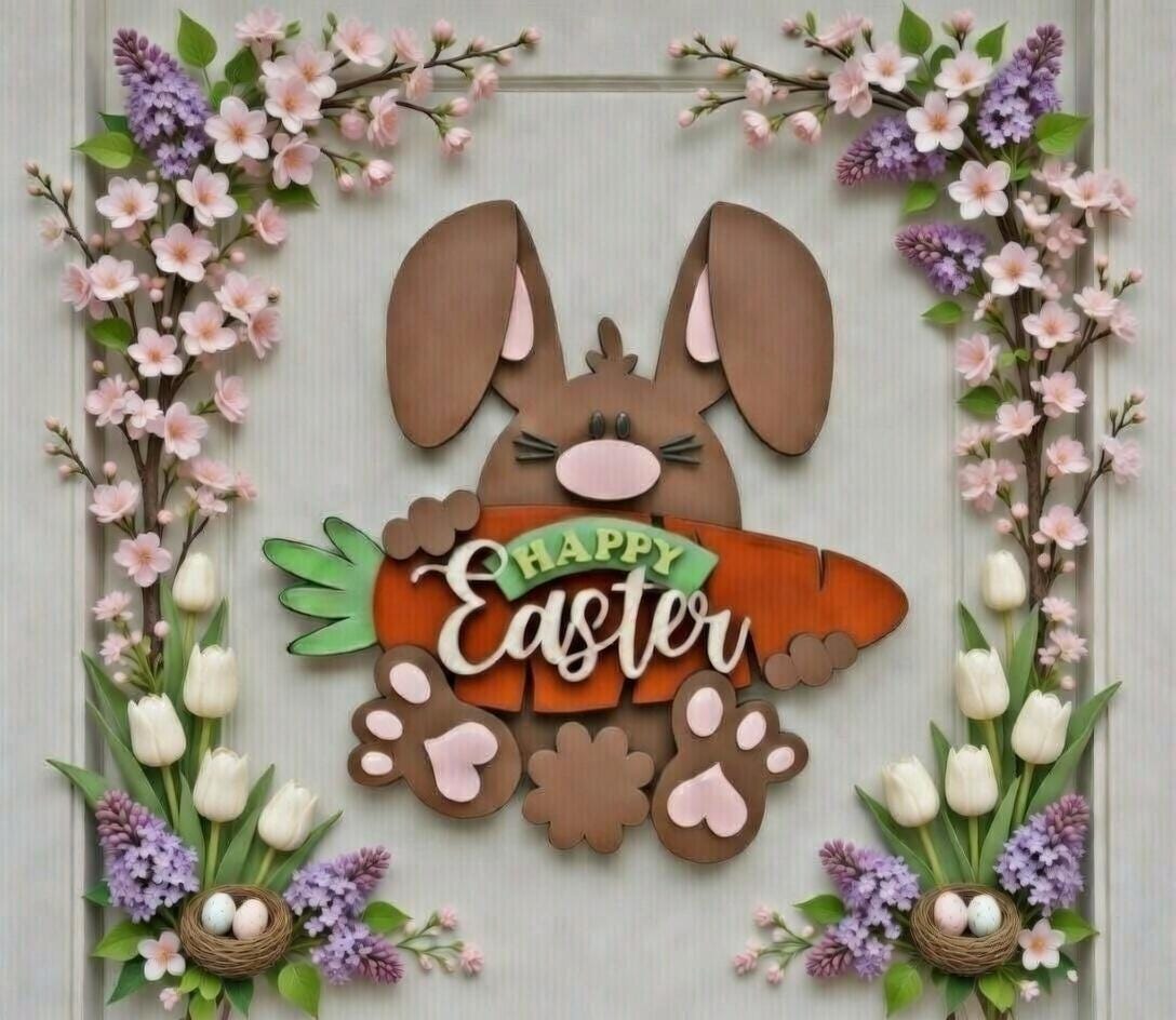 Happy Easter with a Big Carrot Door Hanger DiY