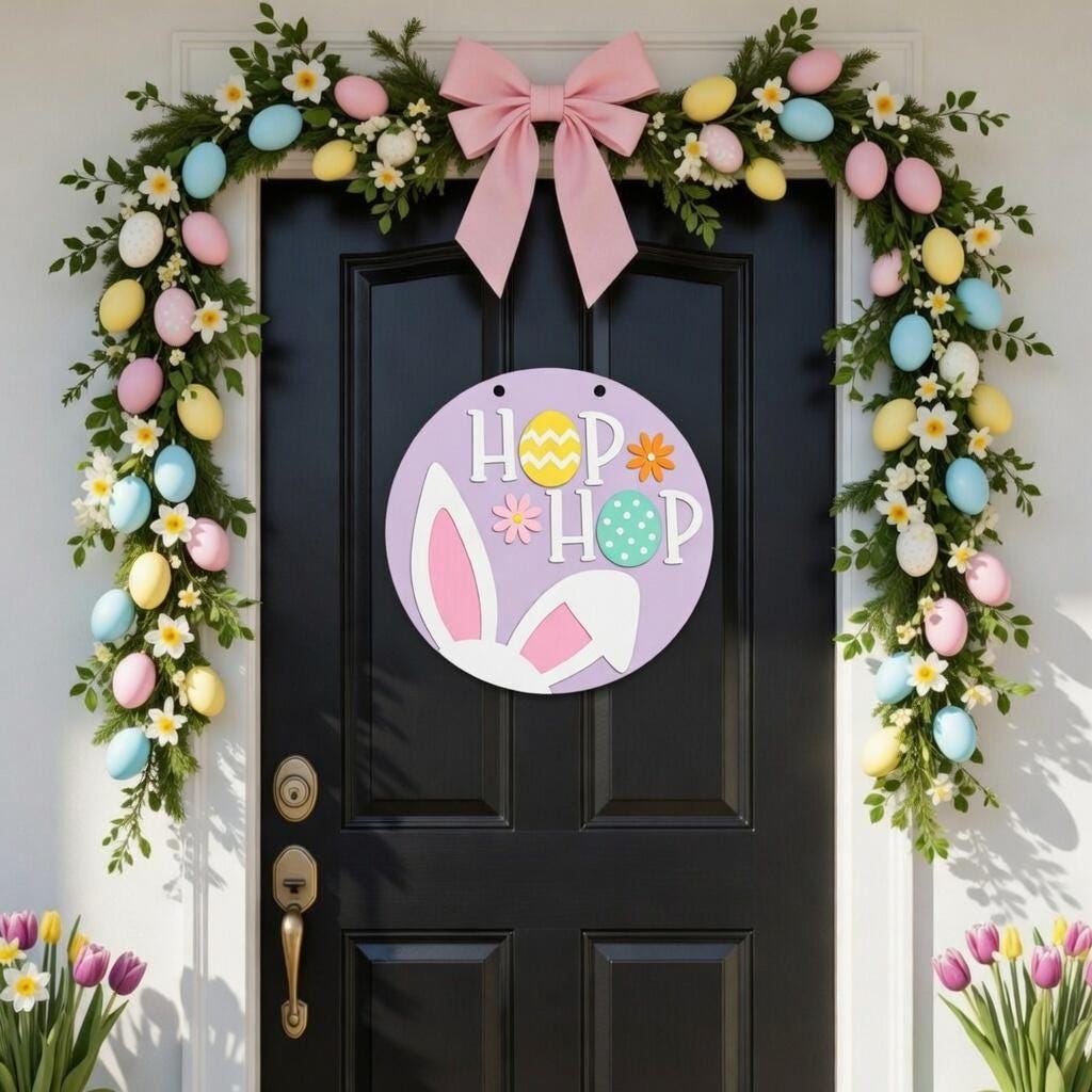 Easter-Hop Hop Bunny Ears Wood Door Hanger DiY