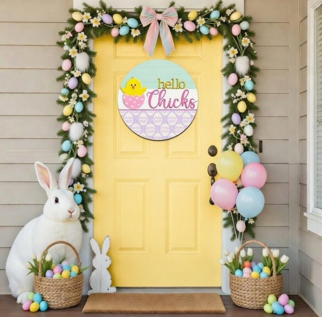 Hello Chicks Easter Wood Door Hanger DiY