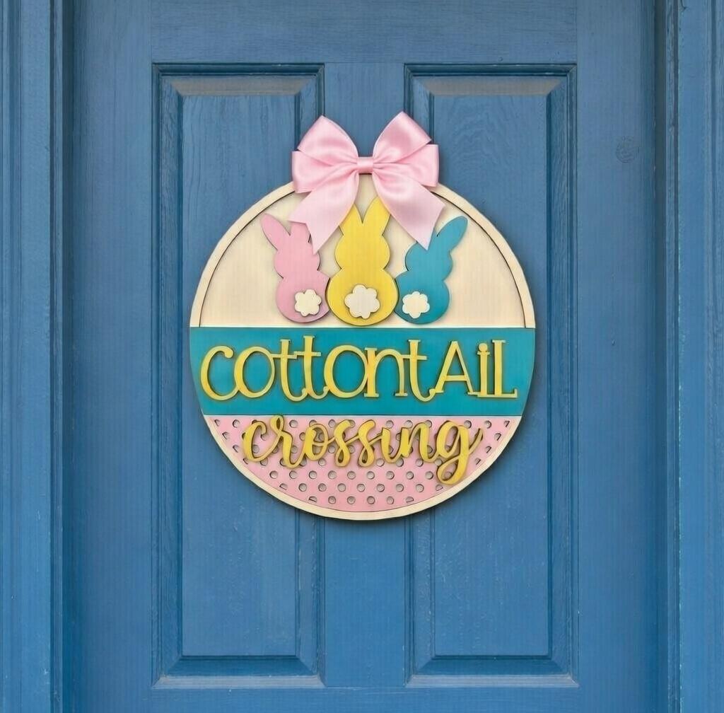 Cotton Tail Crossing Easter Wood Door Hanger DiY