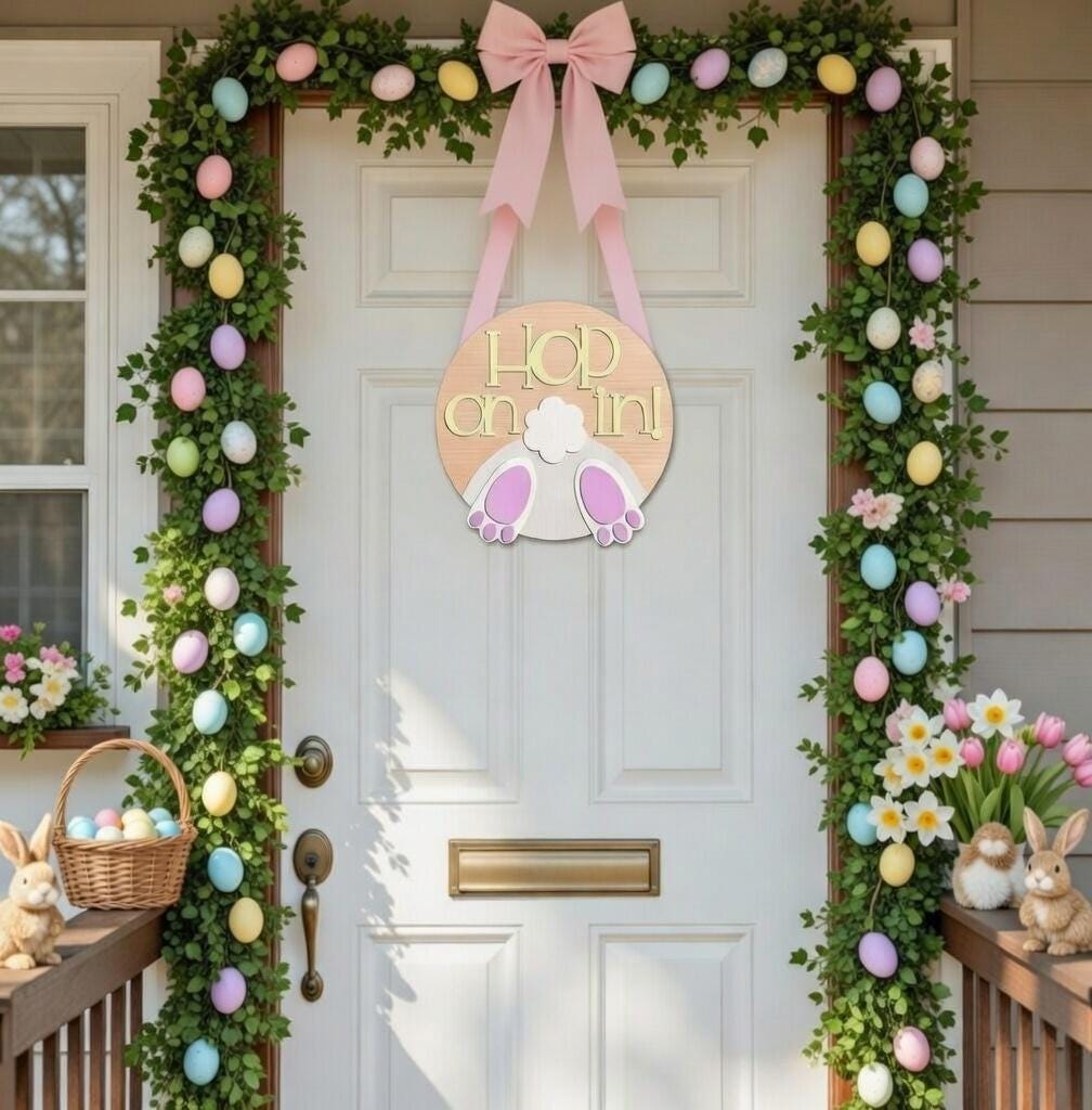 Hop On It Bunny Tail Easter Door Hanger DiY