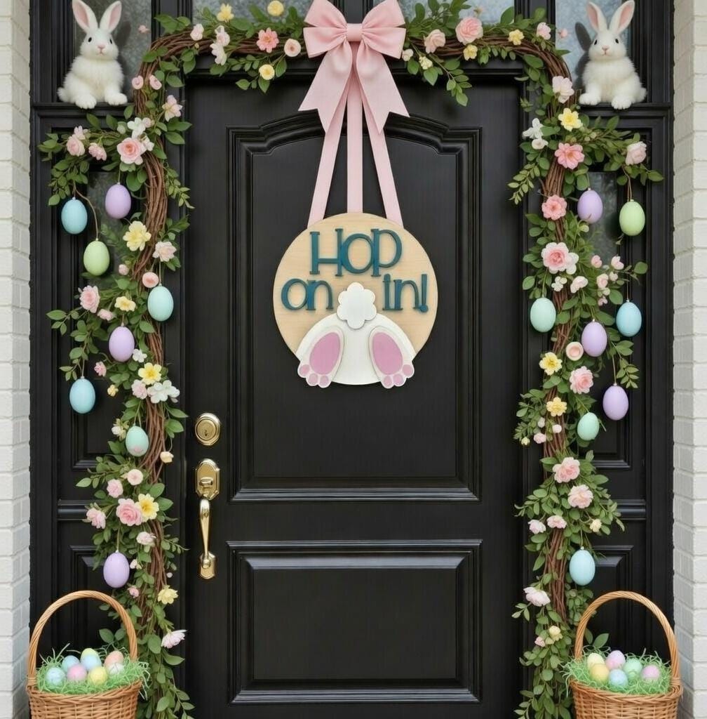 Hop On It Bunny Tail Easter Door Hanger DiY