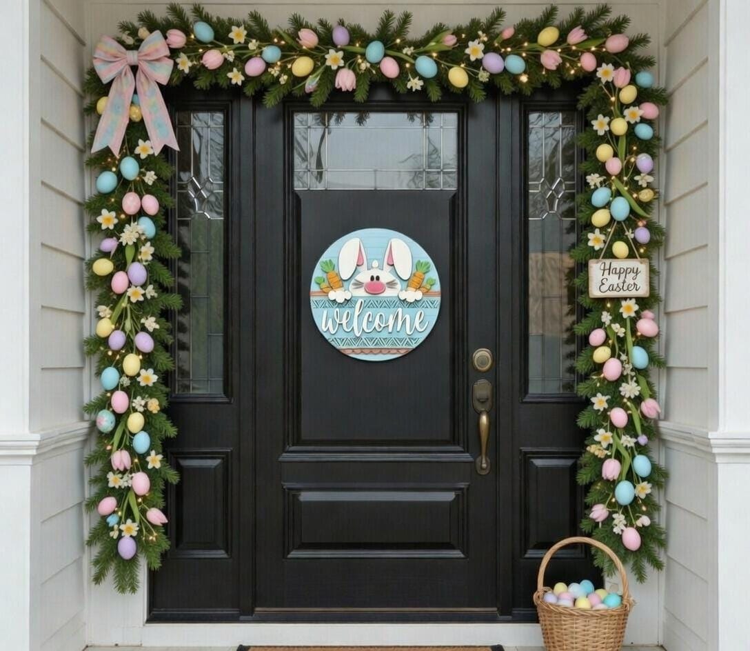 Welcome Bunny With Carrots Door Hanger DiY
