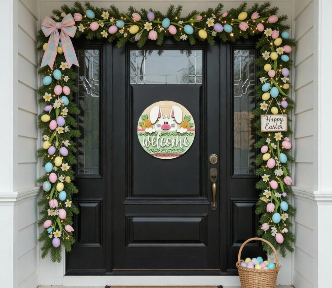 Welcome Bunny With Carrots Door Hanger DiY
